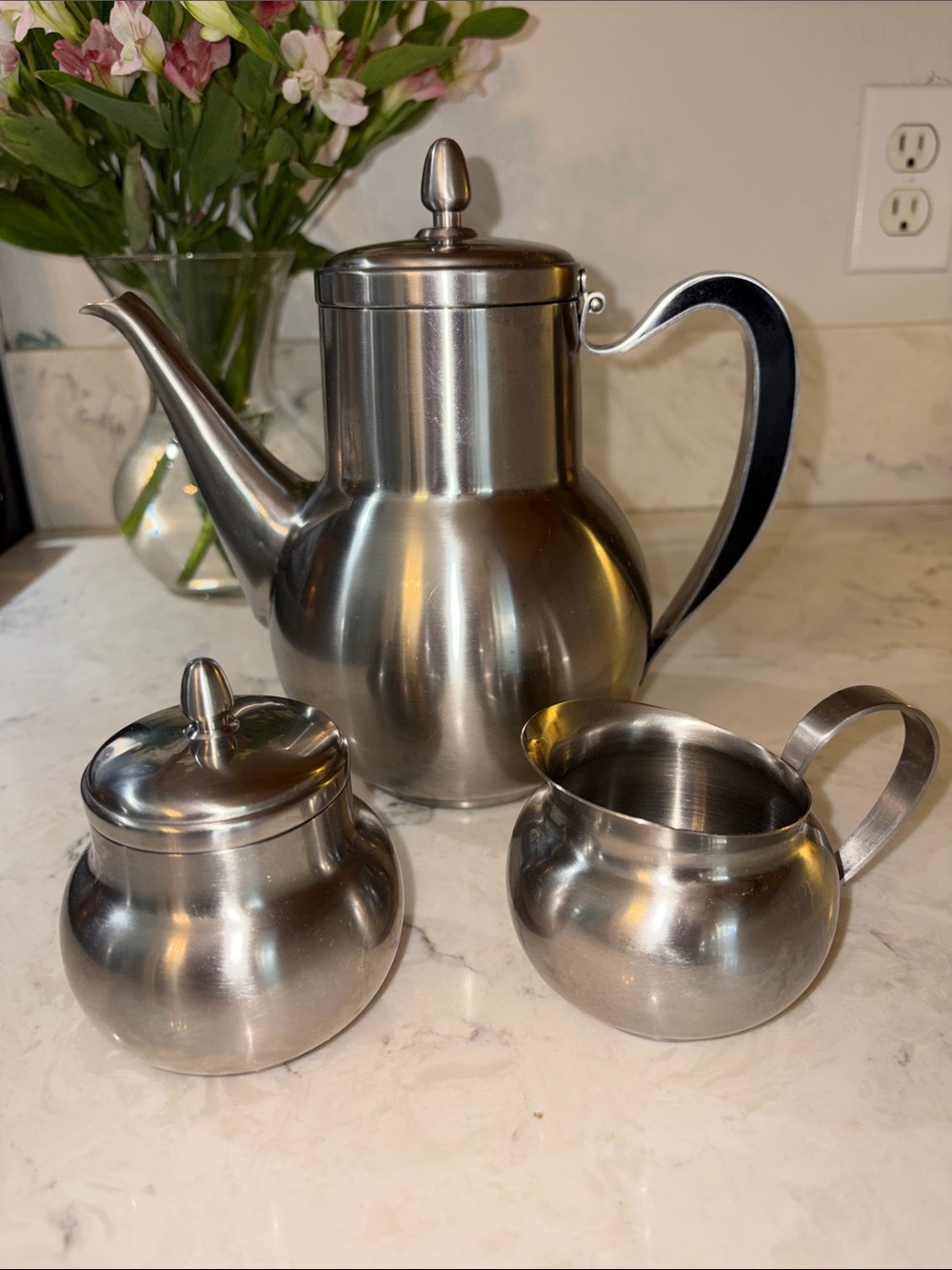 ONEIDA Vintage 3-Piece Stainless Steele Tea Set 1950s
